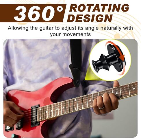 Feekoon 4 Set Guitar Strap Button Compatible with Dunlop Straplok, Dual Design Strap Locks Electric Guitar, 360° Rotating Lock Button for Bass/Ukulele (Black) in Kuwait