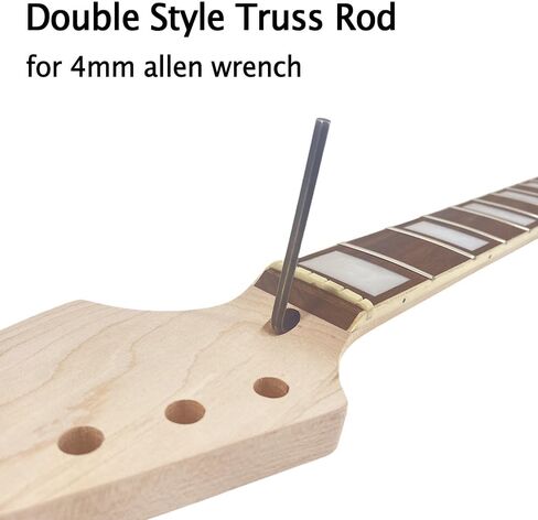 Baritone Electric Guitar Neck, 22 Frets 30 Inch Scale, Maple Wood with Rosewood Fretboard, White Block Inlay & Black Back Line, Unfinished, 42mm Nut in Kuwait