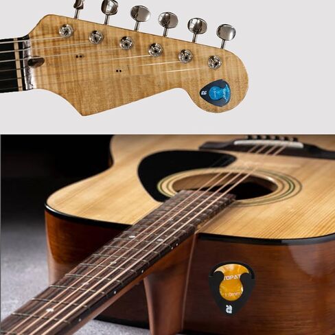 حامل اختيار الجيتار من روتوباتا مع ظهر لاصق، حقيبة اختيار جيتار سوداء مع زنبرك، ملحقات الجيتار عالقة على جيتار القيثارة الصوتية الكهربائية، عبوة واحدة in Kuwait