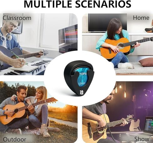 حامل اختيار الجيتار من روتوباتا مع ظهر لاصق، حقيبة اختيار جيتار سوداء مع زنبرك، ملحقات الجيتار عالقة على جيتار القيثارة الصوتية الكهربائية، عبوة واحدة in Kuwait