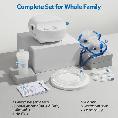 نظام ضاغط بيطري احترافي، مجموعة العناية التنفسية للحيوانات الأليفة عالية التدفق للقطط والكلاب، تشغيل هادئ للغاية مع قناعين مريحين من السيليكون، مخرج رذاذ قابل للتعديل للاستخدام في المنزل وأثناء السفر in Kuwait