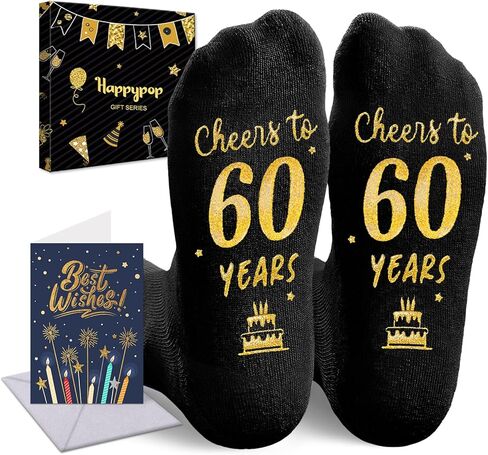 HAPPYPOP 60th Years Old Birthday Gifts for Men - Socks for 60 Year Olds, 60th Birthday Socks, Gift Ideas for 60 Year Old Man Woman in Saudi Arabia