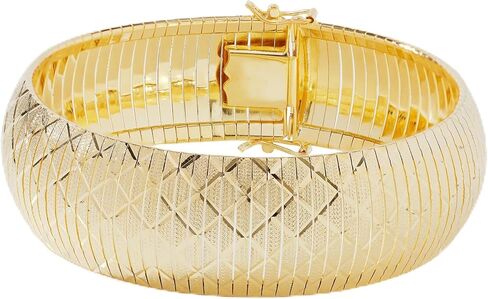 JTV 18K Real Gold Plated Bangle Bracelet for Women, 18K Yellow Gold Over Bronze Luxury Jewelry, Chunky Stylish Bangle Bracelet for Ladies, Tarnish Free Premium Flex Bangle Bracelet, 7.5 Inches in Kuwait