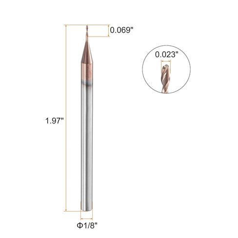 HARFINGTON Ball Nose End Mill 2 Flute 0.023" Diameter 1/8" Shank Tungsten Carbide Uncoated Spiral CNC Router Bits 0.069" Cutting Length Single End Ball for Carving Engraving Grinding in Saudi Arabia