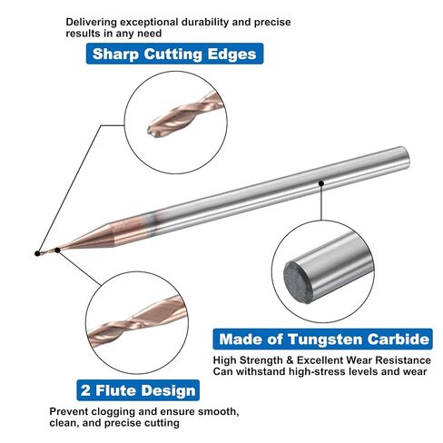 HARFINGTON Ball Nose End Mill 2 Flute 0.023" Diameter 1/8" Shank Tungsten Carbide Uncoated Spiral CNC Router Bits 0.069" Cutting Length Single End Ball for Carving Engraving Grinding in Saudi Arabia