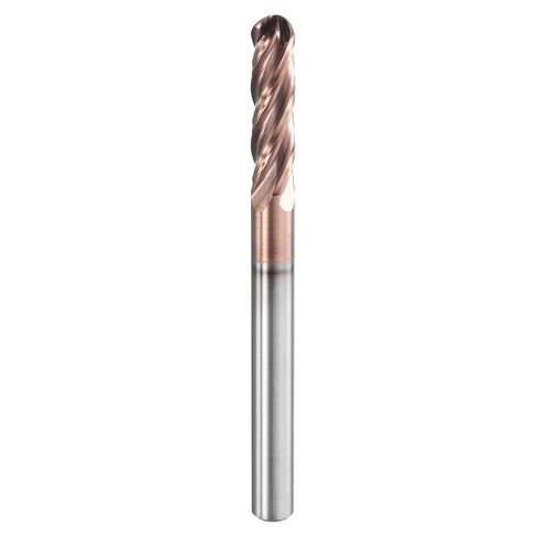 HARFINGTON الكرة نهاية الأنف مطحنة 4 الناي 3/16 "قطر 3/16" عرقوب كربيد التنغستن TiAlN المغلفة دوامة CNC راوتر بت 3/4 "طول القطع كرة نهاية واحدة لنحت النقش طحن in Saudi Arabia