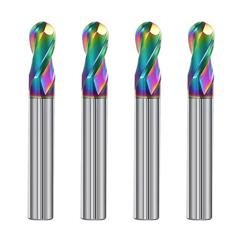 1/8" DLC Coated 2-Flute Carbide Ball Nose End Mill, Ideal for Aluminum, Copper Alloys, and Plastic Machining – High Precision & Wear-Resistant Cutting Tool (4 Pieces) in Kuwait