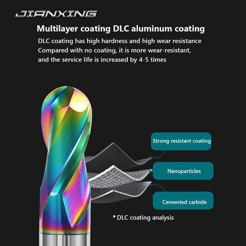 1/8" DLC Coated 2-Flute Carbide Ball Nose End Mill, Ideal for Aluminum, Copper Alloys, and Plastic Machining – High Precision & Wear-Resistant Cutting Tool (4 Pieces) in Kuwait