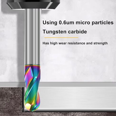 1/8" DLC Coated 2-Flute Carbide Ball Nose End Mill, Ideal for Aluminum, Copper Alloys, and Plastic Machining – High Precision & Wear-Resistant Cutting Tool (4 Pieces) in Kuwait