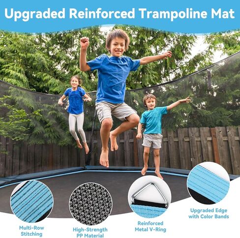 Upgraded Trampoline Mat Replacement for 14ft Frame, 72/88 V-Rings Fits 5.5-7.0 Inch Springs, Extended Edge for Upgraded Version, Anti-Friction & UV-Resistant, Reinforced, Spring Covers NOT Included in Kuwait