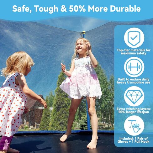 Upgraded Trampoline Mat Replacement for 14ft Frame, 72/88 V-Rings Fits 5.5-7.0 Inch Springs, Extended Edge for Upgraded Version, Anti-Friction & UV-Resistant, Reinforced, Spring Covers NOT Included in Kuwait