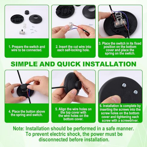 Floor Lamp Foot Switch Replacement Kit, Step On Off Spring Push Button Pedal Switch Easy Install Inline Foot Switches for Floor Lamp Repair DIY Indoor Use in Saudi Arabia