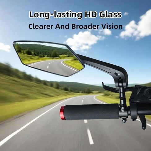 مرايا الدراجة للمقود، زوج واحد من مرآة الرؤية الخلفية للدراجة، ملحقات مرآة بزاوية واسعة قابلة للدوران 360 درجة لدراجة الطريق الجبلية Ebike، أسود in Kuwait