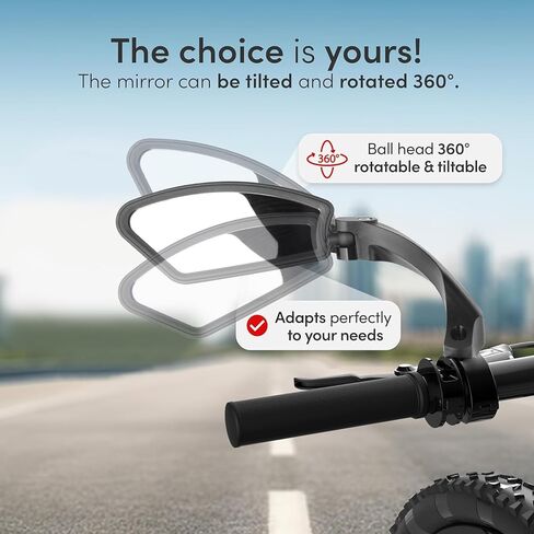 2 Pcs Bike Mirror, Adjustable Bicycle Mirrors for Handlebars with 360° Rotation, Shatterproof Scratch Resistant HD Glass Lens Bike Mirrors, Universal Fit for Mountain Bikes Road E-Bikes in Saudi Arabia