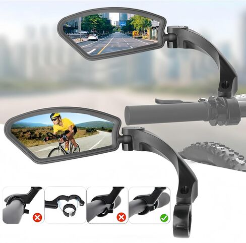 2 Pcs Bike Mirror, Adjustable Bicycle Mirrors for Handlebars with 360° Rotation, Shatterproof Scratch Resistant HD Glass Lens Bike Mirrors, Universal Fit for Mountain Bikes Road E-Bikes in Saudi Arabia