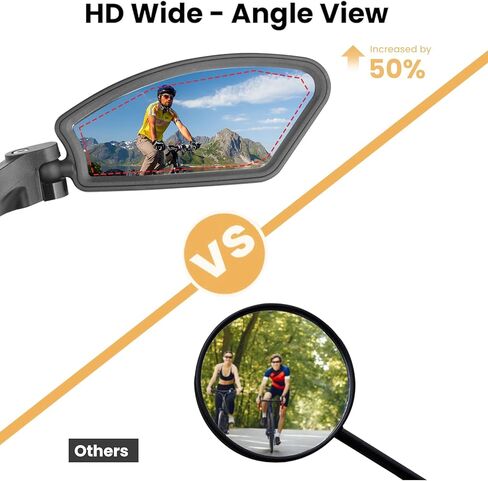 2 Pcs Bike Mirror, Adjustable Bicycle Mirrors for Handlebars with 360° Rotation, Shatterproof Scratch Resistant HD Glass Lens Bike Mirrors, Universal Fit for Mountain Bikes Road E-Bikes in Saudi Arabia