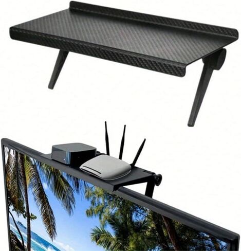 TV Top Shelf Mounting Bracket 10.2 Inch Flat Panel Mount Adjustable Mount on Monitors to Hold Cable Boxes, Apple TV, Camera, Streaming Devices, Media Boxes, Game Console and Home Decor, Black in Saudi Arabia