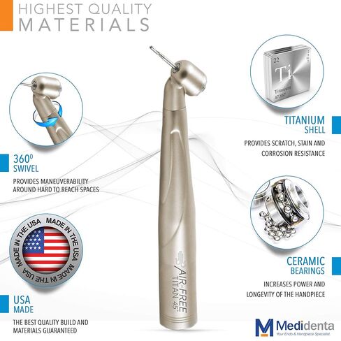 Medidenta - AFT45 MEDIDENTA Air Free 45 Titan Surgical – High-Speed Dental Handpiece for Air-Free Debonding to Reduce Cold Sensitivity and Discomfort, 22Watts of Consistent Cutting Power + Coupler in Kuwait