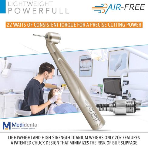 Medidenta - AFT45 MEDIDENTA Air Free 45 Titan Surgical – High-Speed Dental Handpiece for Air-Free Debonding to Reduce Cold Sensitivity and Discomfort, 22Watts of Consistent Cutting Power + Coupler in Kuwait