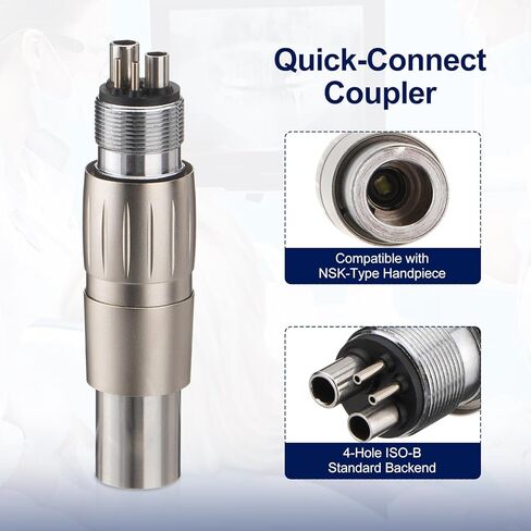 قارنة توصيل 4E 4E'S USA متوافقة مع قبضة نمط NSK: اتصال سريع | دوران 360 درجة | واجهة خلفية ذات 4 فتحات | طلاء التيتانيوم | صمام مضاد للتراجع| تمت الموافقة على 510(ك). in Kuwait