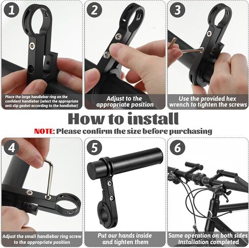 مجموعتان من موسع مقود الدراجة، دعامة تمديد لمقود الدراجة من الألومنيوم لتركيب الدراجة in Kuwait