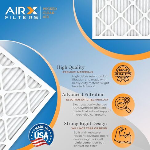 مرشحات AIRX الهواء النظيف الشرير. 15x20x2 فلتر الهواء MERV 13 مرشح مكيف الهواء مطوي الكهروستاتيكي 6 حزمة مرشحات فرن HVAC AC in Saudi Arabia