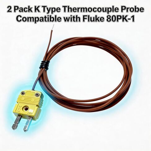 2 حزمة من مجسات الحرارية من النوع K 40 بوصة كابل من 50 درجة فهرنهايت إلى 750 درجة فهرنهايت | مجسات الخرزة لإصلاح معدات التدفئة والتهوية وتكييف الهواء (HVAC) المتعددة in Kuwait