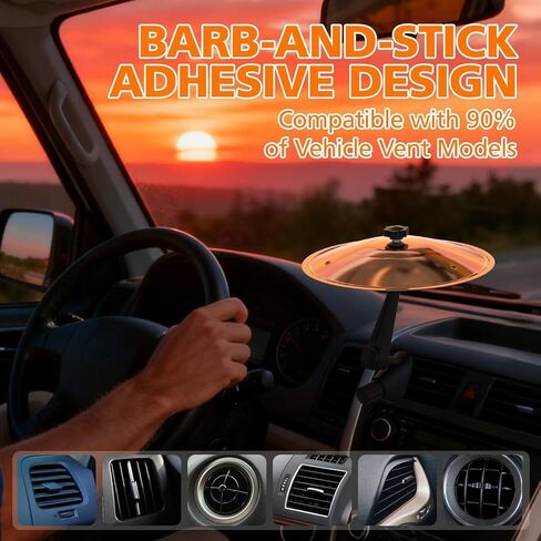 Mini Drum Crash Cymbal – For Drummer Friends' Crash Cymbal Air Vent & Dashboard Accessory, Universal Fit for All Vehicles, For Drummers & Music Fans, Turn Traffic Jams Into Fun Rhythm Sessions (Gold) in Saudi Arabia