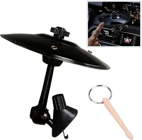 Car Cymbal Air Vent,Clip-On Mini Crash Cymbal with Drum Stick for Car Vent,Great Gift for Music Lovers,Fits Most Vehicles (Glossy Black) in Saudi Arabia