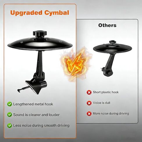 Car Cymbal Air Vent,Clip-On Mini Crash Cymbal with Drum Stick for Car Vent,Great Gift for Music Lovers,Fits Most Vehicles (Glossy Black) in Saudi Arabia