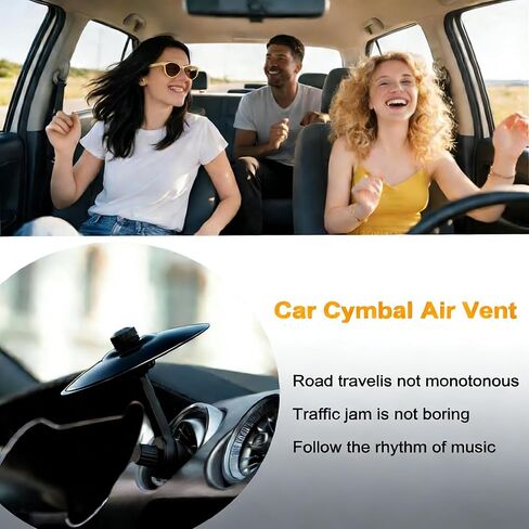 Car Cymbal Air Vent,Clip-On Mini Crash Cymbal with Drum Stick for Car Vent,Great Gift for Music Lovers,Fits Most Vehicles (Glossy Black) in Saudi Arabia