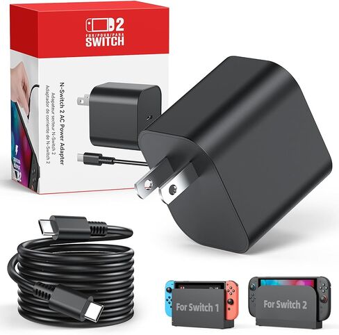 Switch 2 60W شاحن لشاحن Nintendo 2 (2025)/Switch 1/Steam Deck ، وضع Dock Dock دعم ، مزود طاقة محول AC 20V/3A شحن سريع مع 4.9 قدم USB C Cable PD3.0 سلك قابلة للفصل مثل NS 2 الشاحن الرسمي NS 2 in Saudi Arabia