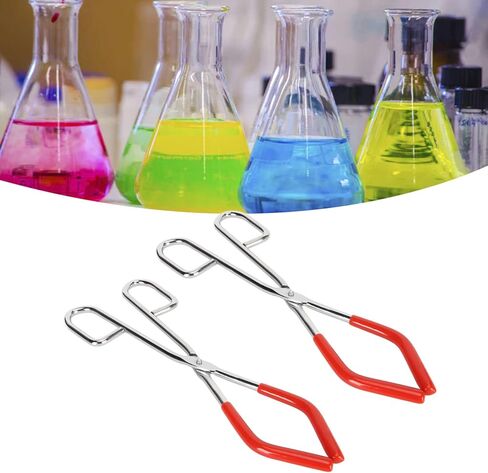 Lab Beaker Tongs, Mini Steel with Rubber Coated Ends Science Tongs for Clamping Beakers for Science Classroom Laboratory School Experiments Educational Use in Kuwait