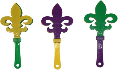 11" Purple, Green, and Yellow Fleur de Lis Hand Clapper (Dozen) in Kuwait