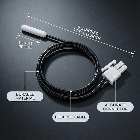 W11438736 ثلاجة الثرمستور، مستشعر 10KΩ NTC مناسب لـ Whirlpool Maytag KitchenAid Kenmore 106، متوافق مع W11333455 W11207778 WPW11438736، 12 بوصة 2 دبوس خالي من الصقيع in Saudi Arabia