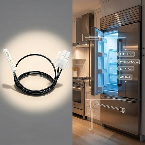 W11438736 ثلاجة الثرمستور، مستشعر 10KΩ NTC مناسب لـ Whirlpool Maytag KitchenAid Kenmore 106، متوافق مع W11333455 W11207778 WPW11438736، 12 بوصة 2 دبوس خالي من الصقيع in Saudi Arabia