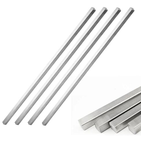 4 عبوات 1/4 بوصة × 1/4 بوصة × 12 بوصة شريط فولاذي مربع دقيق مفاتيح معدنية مسحوبة على البارد لاقتران علبة التروس، لون فضي in Kuwait