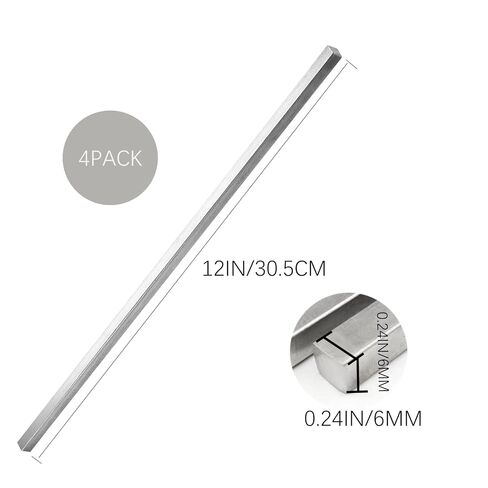 4 عبوات 1/4 بوصة × 1/4 بوصة × 12 بوصة شريط فولاذي مربع دقيق مفاتيح معدنية مسحوبة على البارد لاقتران علبة التروس، لون فضي in Kuwait