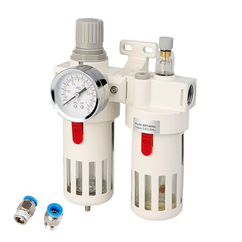 WeiTeng 1/2" NPT Compressed Air Filter Regulator Combo, 5 Micron Brass Filter, Semi-Auto Drain, Polycarbonate Bowl ，0-138 PSI Gauge,for Industrial Pneumatic Systems & Air Compressors in Kuwait