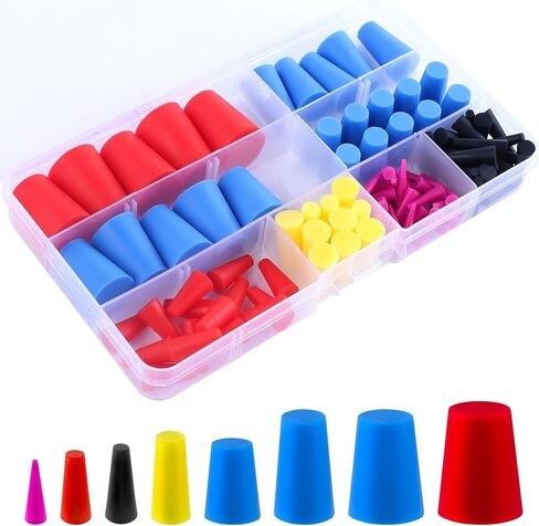 سدادات مطاطية 110 قطعة سدادات مطاطية سدادات سيليكون 8 أحجام متنوعة 1/16 بوصة إلى 5/8 بوصة لسدادات الفتحات in Kuwait