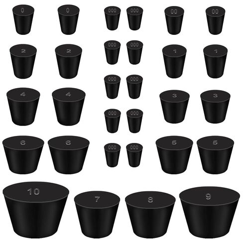 smseace 30pcs 000#-10# Black Solid Rubber Stopper 13 Sizes Tapered Shaped Stoppers Plug for Sealing Sewer Pipes，Chemical Test Tubes (D-048-13S) in Saudi Arabia