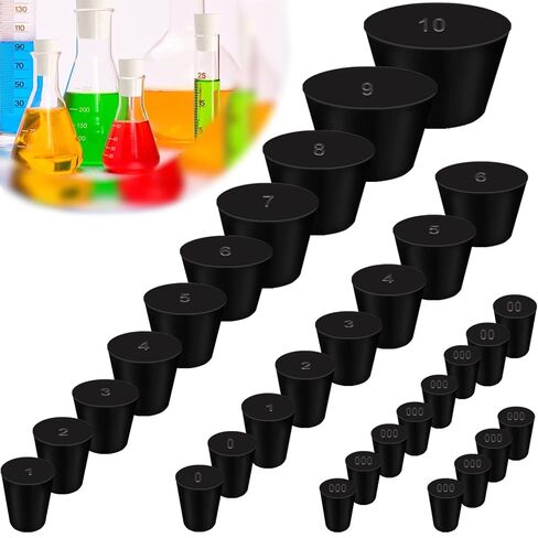 smseace 30pcs 000#-10# Black Solid Rubber Stopper 13 Sizes Tapered Shaped Stoppers Plug for Sealing Sewer Pipes，Chemical Test Tubes (D-048-13S) in Saudi Arabia