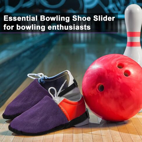 Zhanmai Bowling Shoe Slide, 2 Pack/ 1 Pair Adjustable Sole Cover Sock with Elastic Band Fit Most Men Women Shoes Bowling Accessories for Playing Ball Dancing, L(Purple) in Saudi Arabia