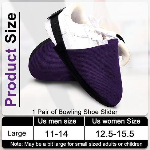 Zhanmai Bowling Shoe Slide, 2 Pack/ 1 Pair Adjustable Sole Cover Sock with Elastic Band Fit Most Men Women Shoes Bowling Accessories for Playing Ball Dancing, L(Purple) in Saudi Arabia