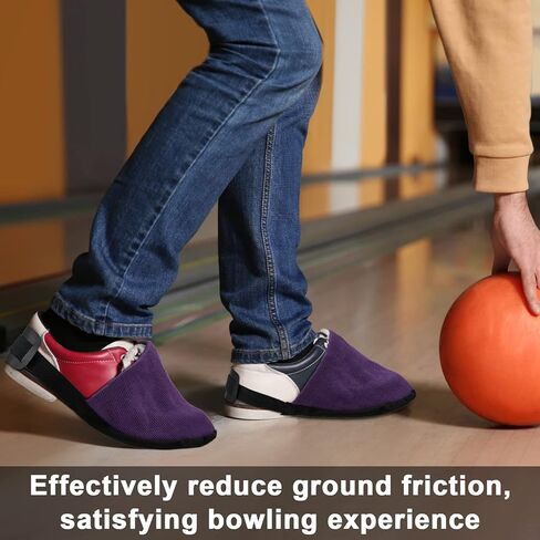 Zhanmai Bowling Shoe Slide, 2 Pack/ 1 Pair Adjustable Sole Cover Sock with Elastic Band Fit Most Men Women Shoes Bowling Accessories for Playing Ball Dancing, L(Purple) in Saudi Arabia