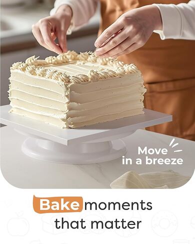 Kootek 14 Inch Square Cake Drum, 1/2 Inch Thick Sturdy Boards with Fully Wrapped Edges, Heavy Duty Corrugated Cardboard Base for Decorating Baking Supplies, Base para Pastel, 1 Pack in Kuwait