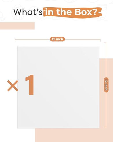 Kootek 14 Inch Square Cake Drum, 1/2 Inch Thick Sturdy Boards with Fully Wrapped Edges, Heavy Duty Corrugated Cardboard Base for Decorating Baking Supplies, Base para Pastel, 1 Pack in Kuwait