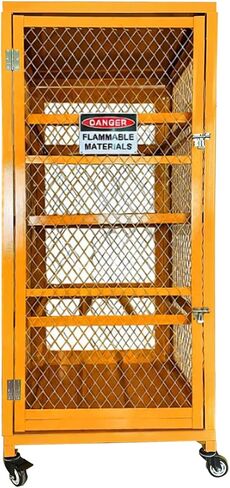 koxuyim Industrial Cage Cabinet Single Door Vertical Storage & Horizontal Storage, Propane Tank Cylinder Cage, 8 & 9 Cylinder Capacity, Cylinder Cabinet with Yellow Powder Coat Finish in Saudi Arabia