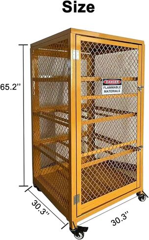 koxuyim Industrial Cage Cabinet Single Door Vertical Storage & Horizontal Storage, Propane Tank Cylinder Cage, 8 & 9 Cylinder Capacity, Cylinder Cabinet with Yellow Powder Coat Finish in Saudi Arabia
