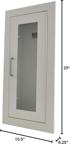 Larsens 2409-R2 Recessed Fire Extinguisher Cabinet-White Baked Enamel-Full Clear Acrylic Door in Kuwait